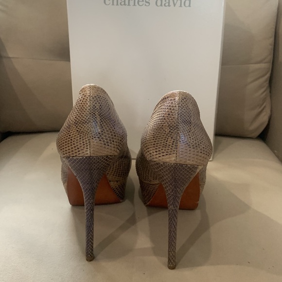 Charles David taupe iridescent platform pump. Style is Regal. Size 9. - Picture 6 of 10